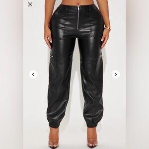 Fashion Nova Studio City Faux Leather Jogger - Black